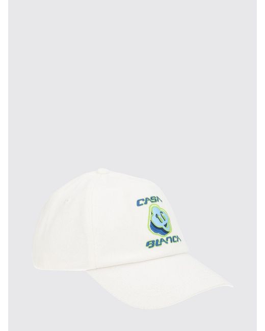 Casablanca White Embroidered Logo Cotton Baseball Cap With Adjustable Strap for men