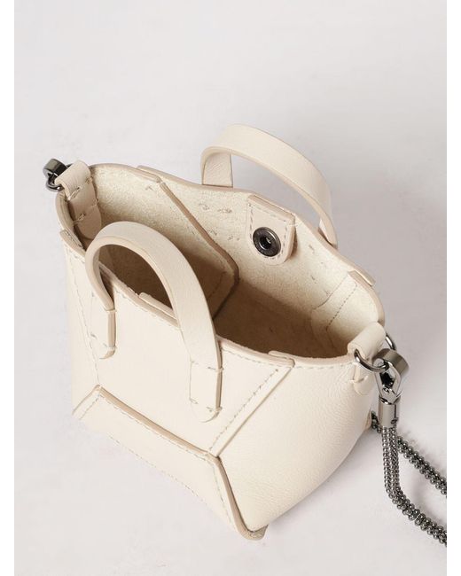 Brunello Cucinelli Natural Bc Duo Micro Calfskin Bag With Precious Chain