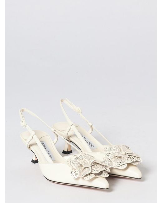 Jimmy Choo Natural Mimmi Nappa Slingback With Applied Flower