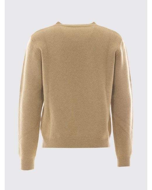 A.P.C. Natural Crewneck Wool Jumper With Embroidered Logo for men