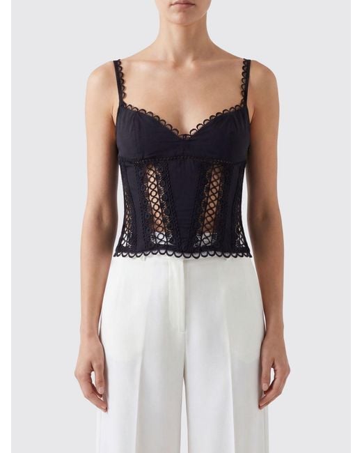 Charo Ruiz Blue Ibiza Embroidered Cotton Blend Slim Fit Off-The-Shoulder Corset Top