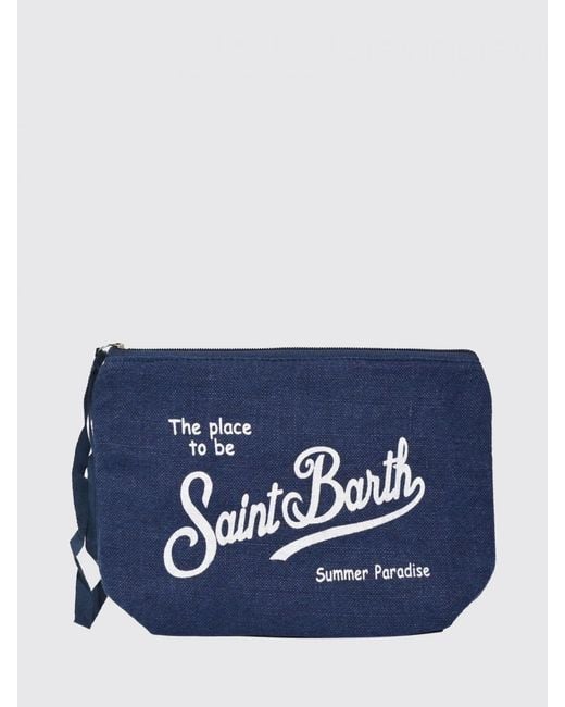 Mc2 Saint Barth Blue Aline Striped Linen Pochette