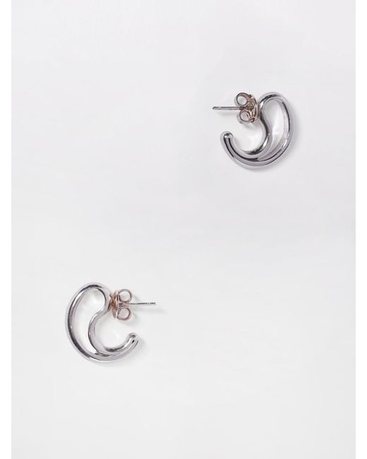 Bottega Veneta White Double Hoop Earrings