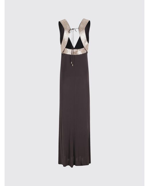 Alberta Ferretti Black Long Off-The-Shoulder Sheath Dress