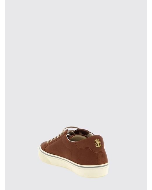 Brunello Cucinelli Brown Leather Sneakers for men