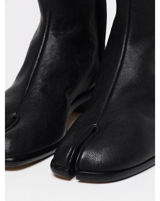 Maison Margiela Black Tabi Grained Leather Ankle Boots for men