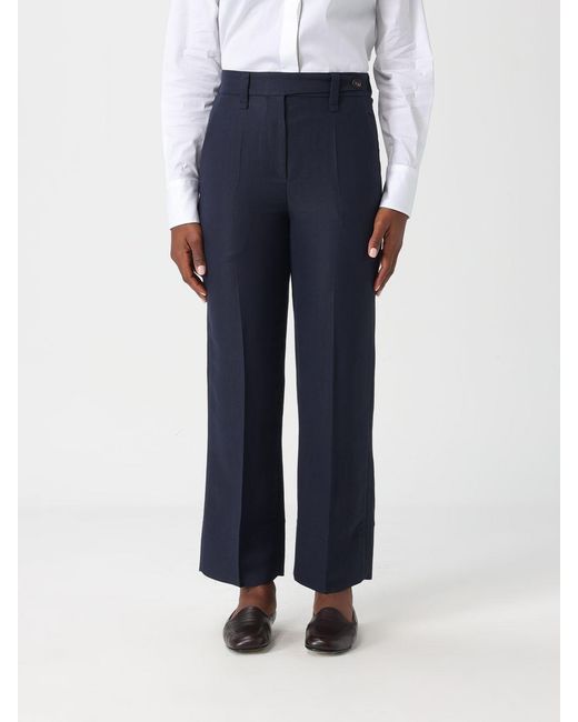 Brunello Cucinelli Blue Cropped Stretch Cotton Trousers