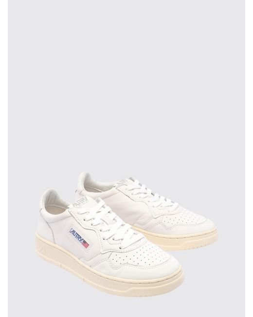 Autry Natural Medalist Low Calf Leather Sneakers With Perforated Toe