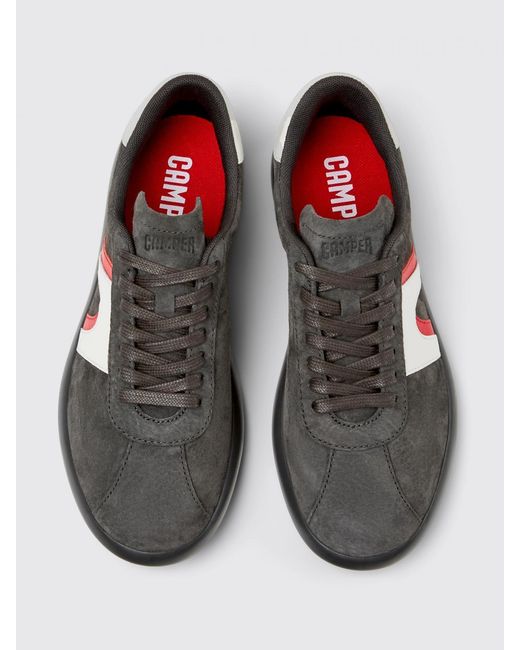 Camper Gray Pelotas Soller Suede Sneakers