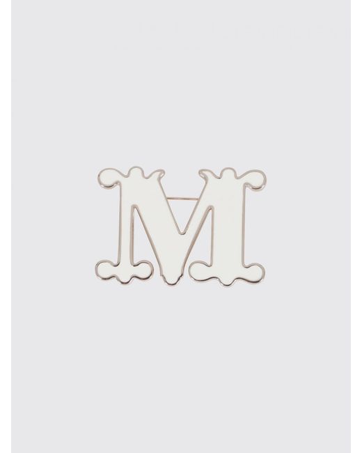 Max Mara White Egrege Enameled Brass Brooch