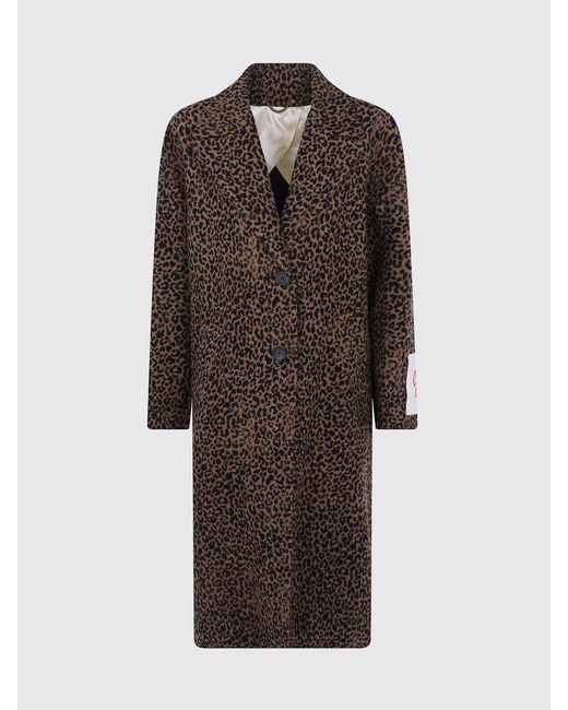 Golden Goose Deluxe Brand Brown Animal Print Single-Breasted Long Coat
