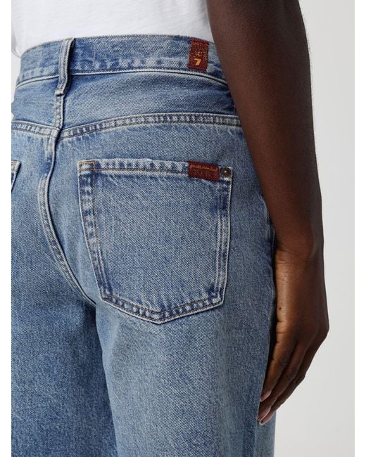 7 For All Mankind Blue Cotton Denim Shorts