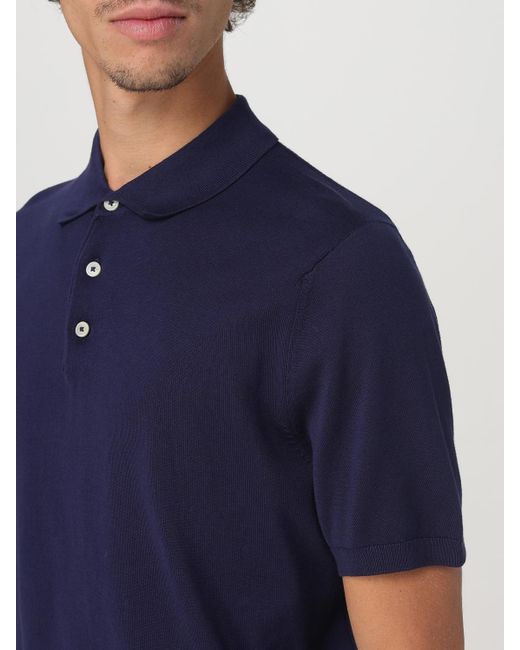 Manuel Ritz Blue Cotton Knit Polo Shirt for men