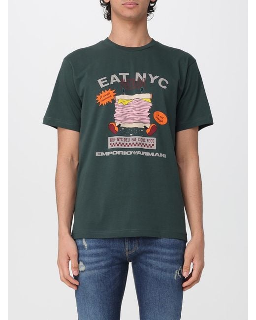 Emporio Armani Green Printed Cotton T-Shirt for men