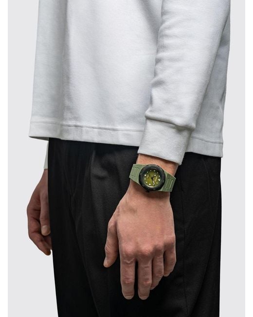 D1 Milano Green Lagoon Diver 10 Atm Waterproof Polycarbonate Watch With Chrome Bezel for men