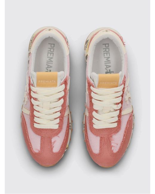 Premiata Pink Lucy Suede And Nylon Sneakers