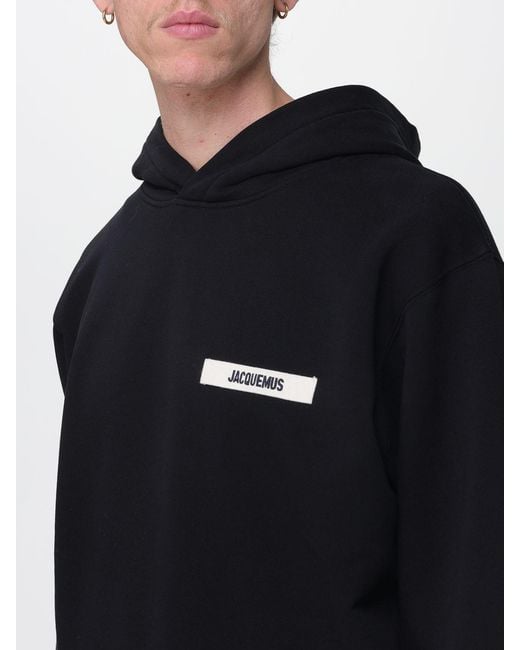 Jacquemus Blue Cotton Hoodie With Logo for men