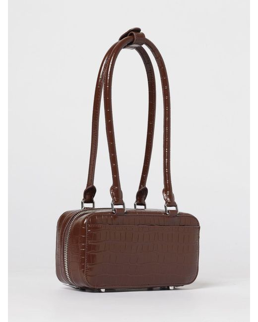 Self-Portrait Brown Mini Croc Leather Shoulder Bag