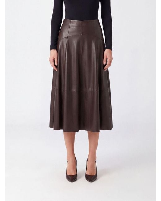 Liu Jo Brown High-Waisted A-Line Midi Skirt