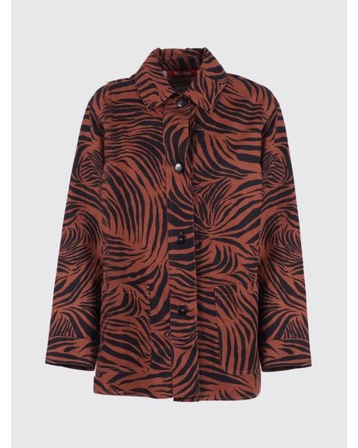 Max Mara Brown Printed Cotton And Linen Shirt