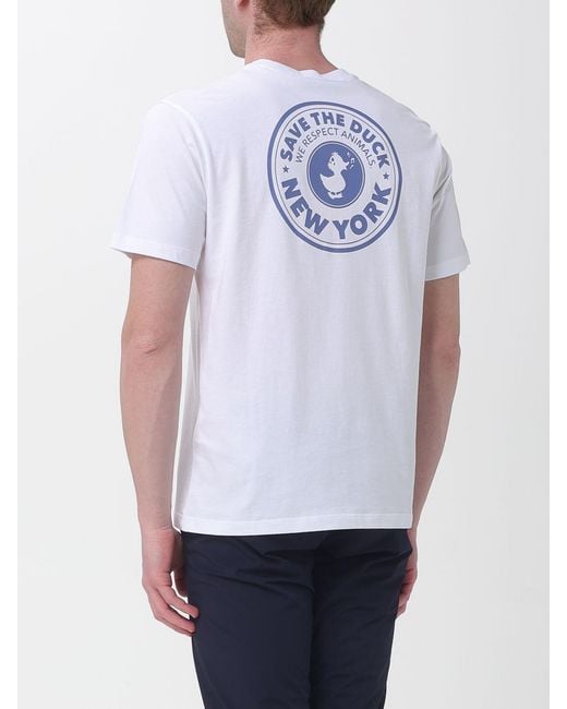 Save The Duck White Cotton T-Shirt With Logo for men