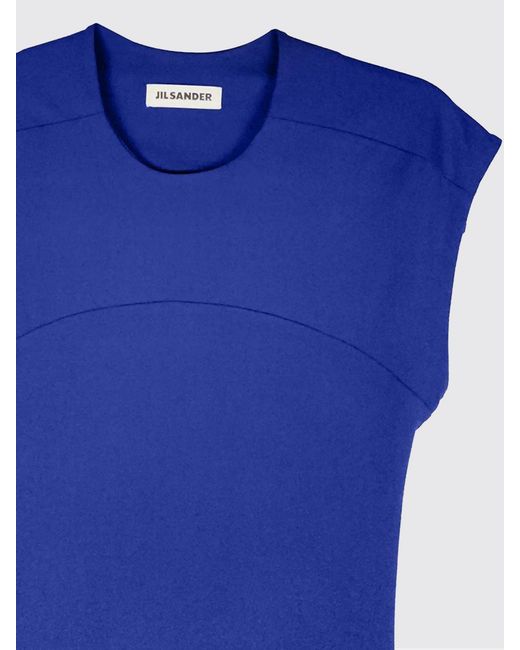 Jil Sander Blue Sleeveless Cut-Out Midi Sheath Dress