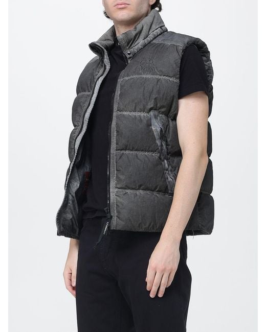 C P Company Gray Quilted Eco-Chrome R Nylon Padded Gilet With High Neck for men