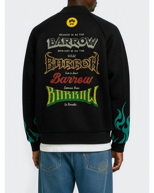Barrow Black Printed Mesh Bomber Jacket for men