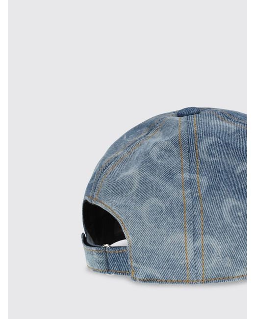 MARINE SERRE Blue Crescent Moon Print Cotton Denim Hat