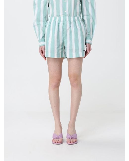 Mc2 Saint Barth Blue Striped Cotton Shorts