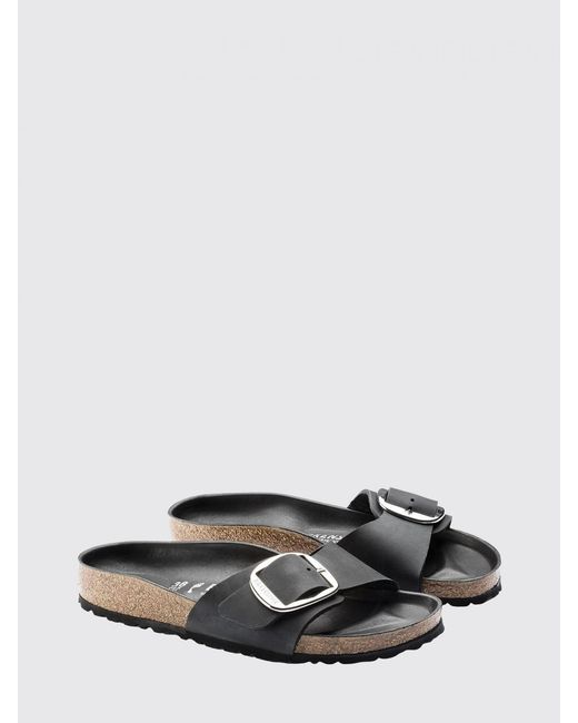 Birkenstock White Madrid Big Buckle Leather Sandal