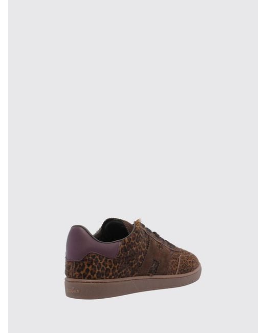 Hogan Brown Cool Animal-Print Pony Hair Sneakers With Side H Logo Application