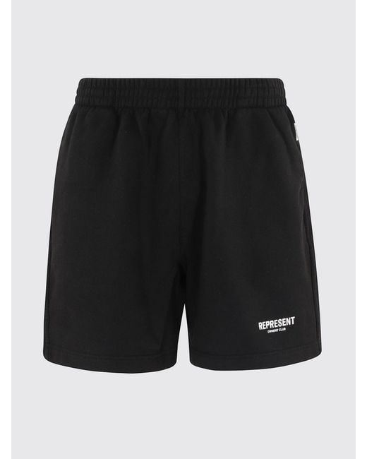 Represent Black Cotton Sport Shorts for men