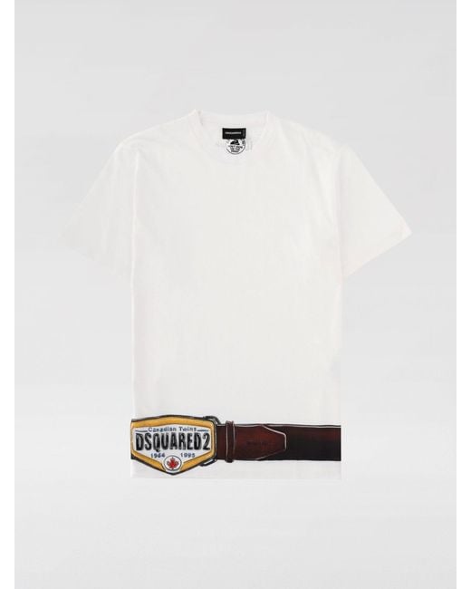 DSquared² White Cotton T-Shirt With Printed Logo for men