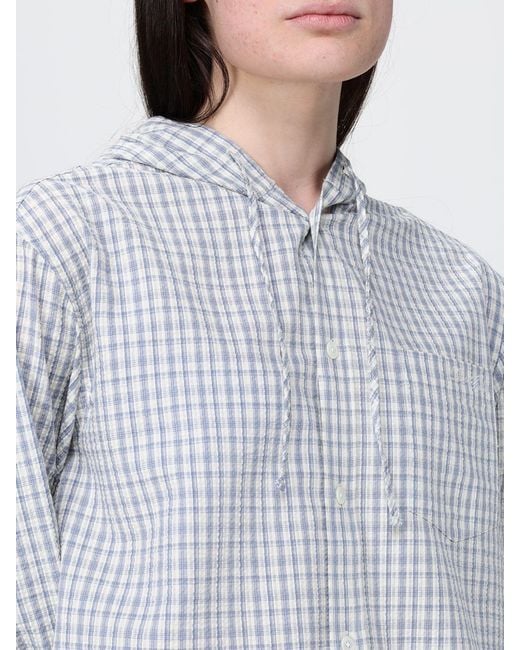 DUNST White Checked Cotton Hooded Shirt By