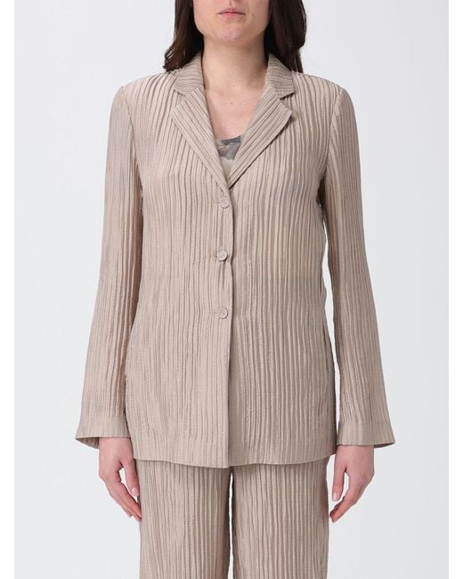 Emporio Armani Natural Lurex Pleated Creponne Blazer