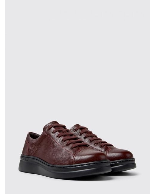 Camper Brown Runner Up Hammered Leather Sneakers