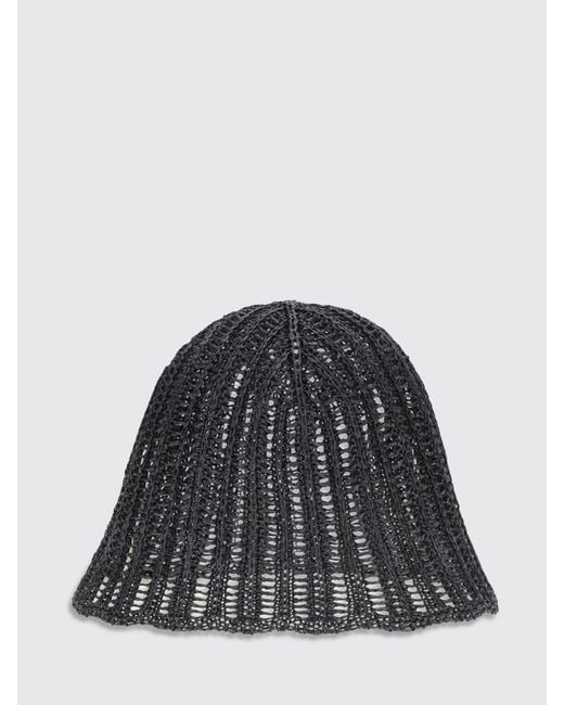 Brunello Cucinelli Black Techno Raffia Hat