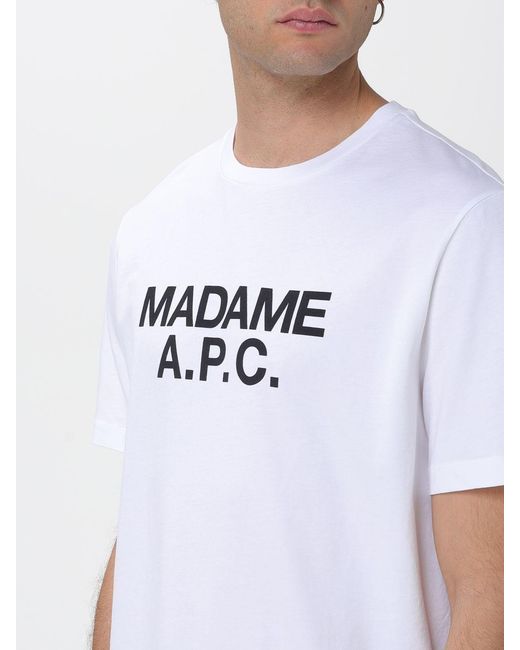 A.P.C. White Organic Cotton T-Shirt With Logo for men