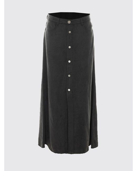 Pinko Black A-Line Viscose Blend Midi Skirt With A High Waist And Buttons