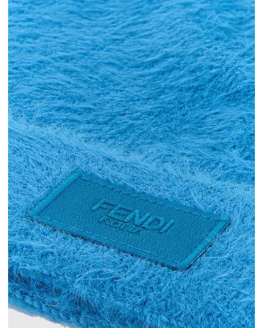 Fendi Blue Furry Fabric Hat for men