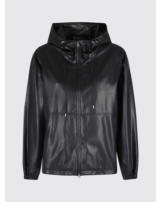 DUNST Black Windbreaker Faux Leather Hooded Jacket