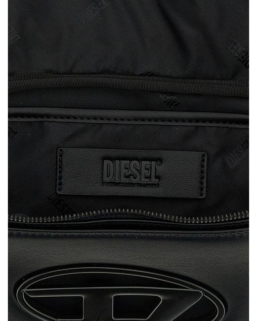 DIESEL White Oval D Faux Leather Belt Bag for men