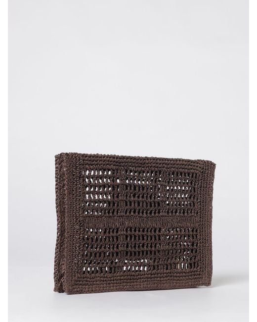 Tory Burch Brown Ella Crochet Raffia Clutch