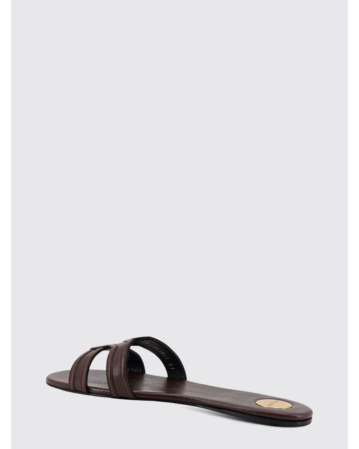 Saint Laurent White Mabrouka Vegetable-Tanned Leather Slippers