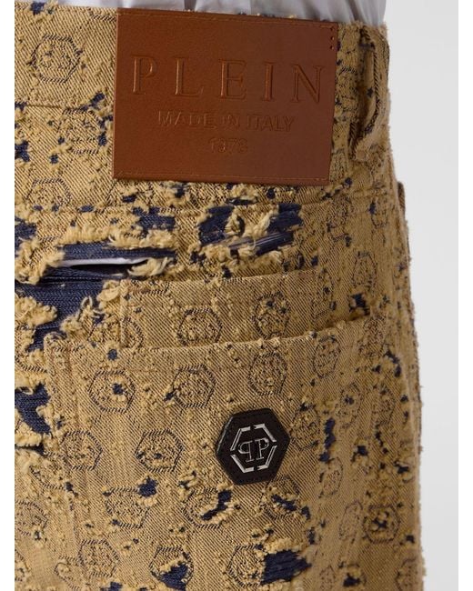 Philipp Plein Natural Destroyed Beach Wide Leg Jeans for men