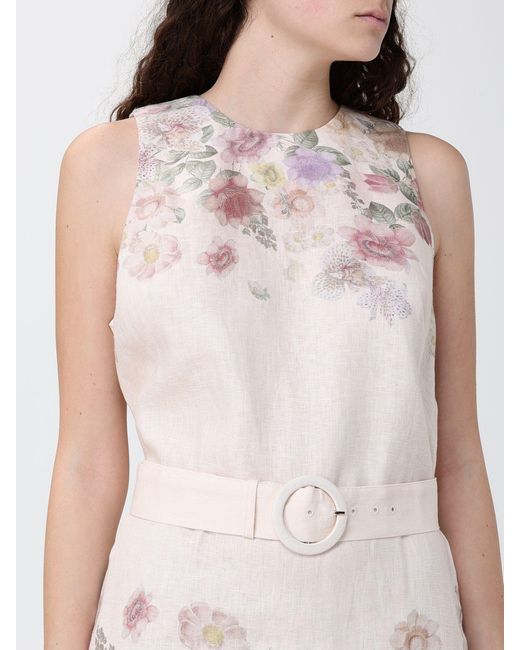 Twinset White Floral Print Linen Mini Dress