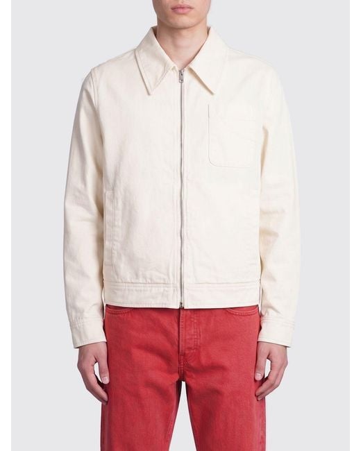 AMI Red Cotton Shirt Jacket for men