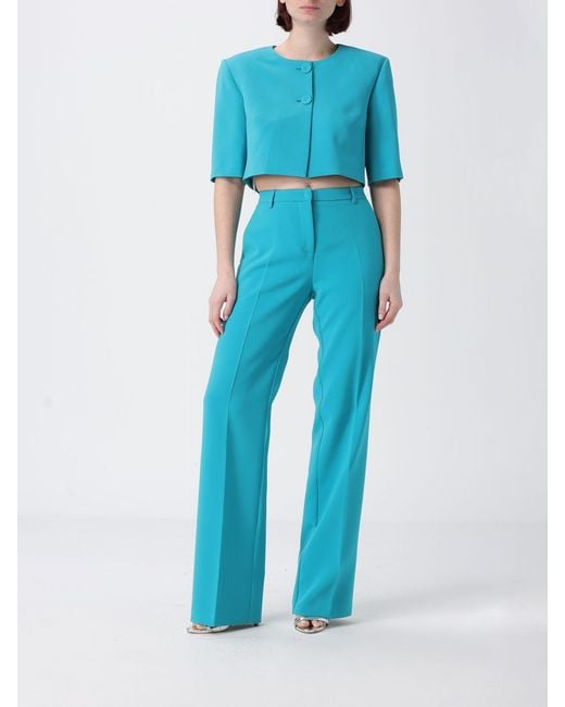 Pinko Blue Cropped Crêpe Blazer