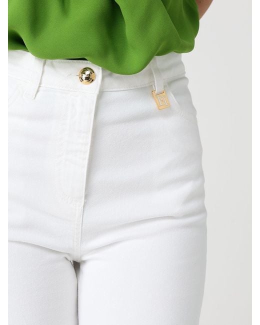 Elisabetta Franchi White Flared Stretch Denim Jeans
